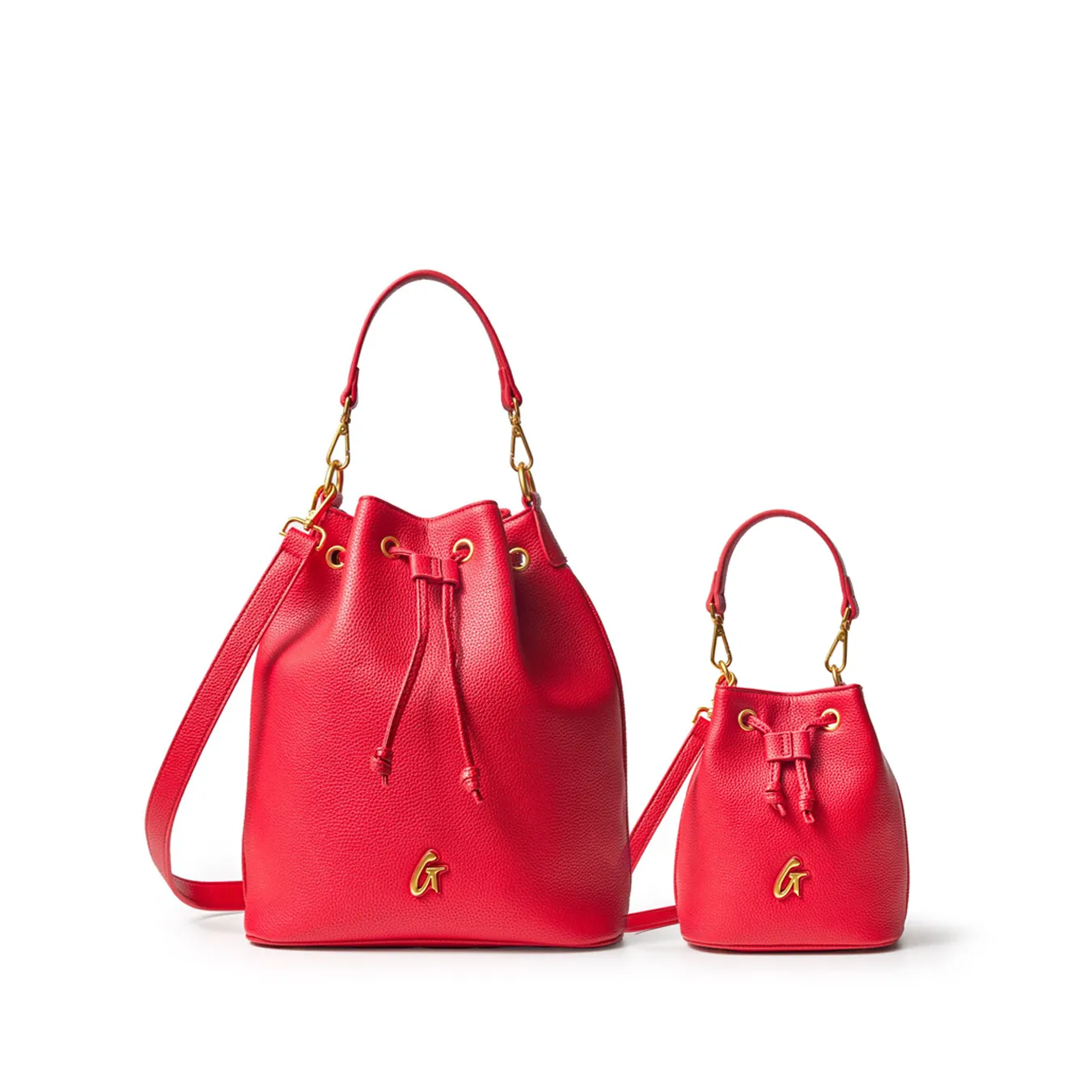 PEBBLE BUCKET BAG BUNDLE -  RED