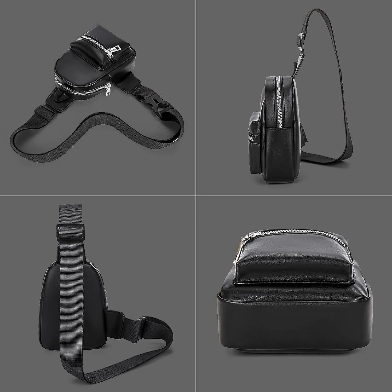 Peicees Mini Leather Sling Bag for Men Women Travel Daily Crossbody Bag Phone Holder