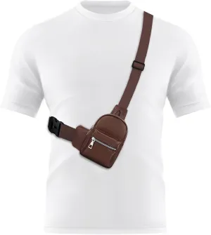 Peicees Mini Leather Sling Bag for Men Women Travel Daily Crossbody Bag Phone Holder