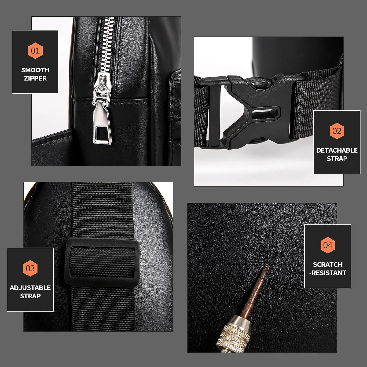 Peicees Mini Leather Sling Bag for Men Women Travel Daily Crossbody Bag Phone Holder