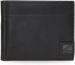 Pepe Jeans Topper Wallet with Purse Black 12.5 x 9.5 x 1 cm Leather, Black/White, One Size, Wallet with Coin Purse, Black/White, One Size, Wallet with Coin Purse