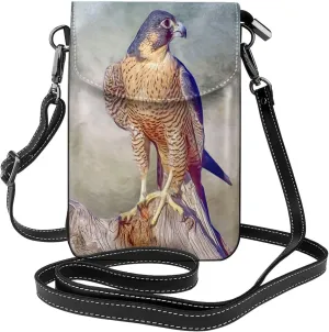 Peregrine Falcon Falco Women Leather Crossbody Bag Small Cell Phone Purse Card Holder Wallet