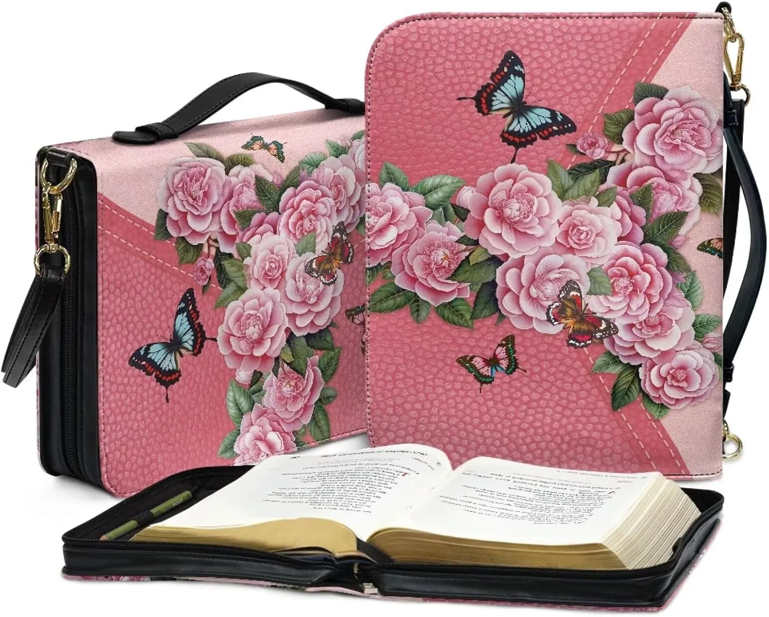 Personalized Bible Cover Case Church Book Cover with Strap,Carrying Book Case Crossbody Bag Bible Protective