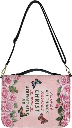 Personalized Bible Cover Case Church Book Cover with Strap,Carrying Book Case Crossbody Bag Bible Protective