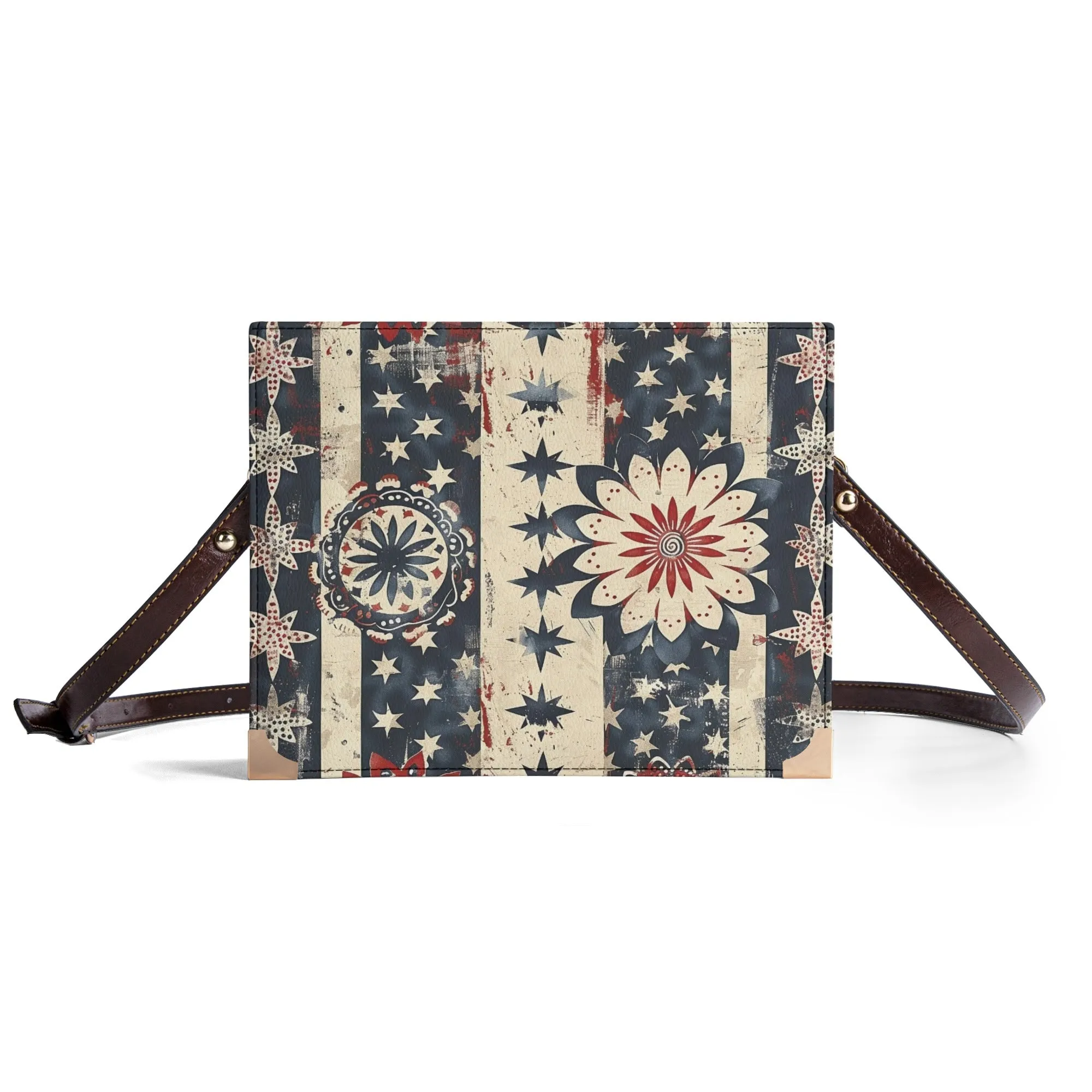 Personalized Bible Handbag Book Cover Crossbody Shoulder Bag for Literary Lovers in Red White and Blue