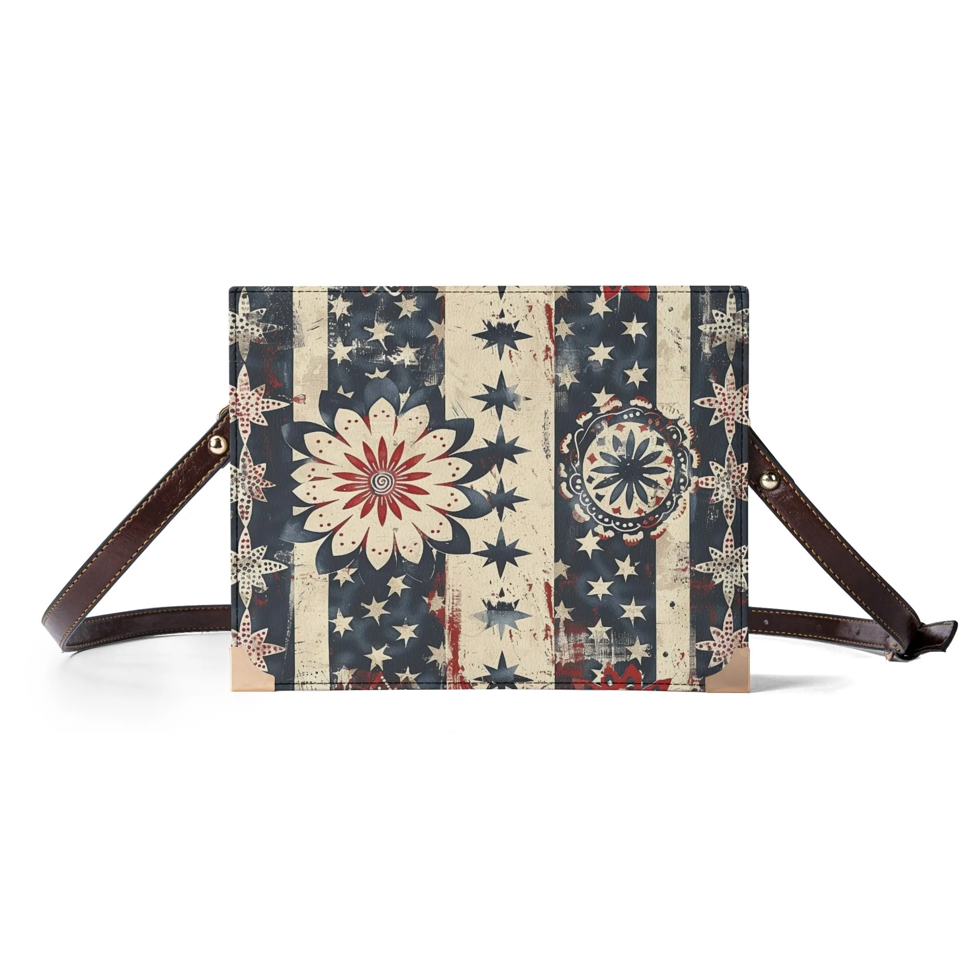 Personalized Bible Handbag Book Cover Crossbody Shoulder Bag for Literary Lovers in Red White and Blue