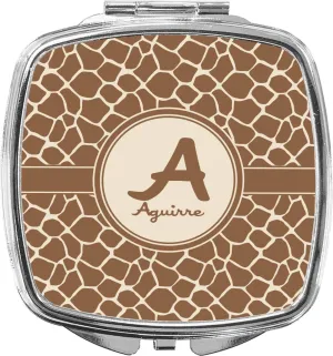 Personalized Giraffe Print Compact Makeup Mirror