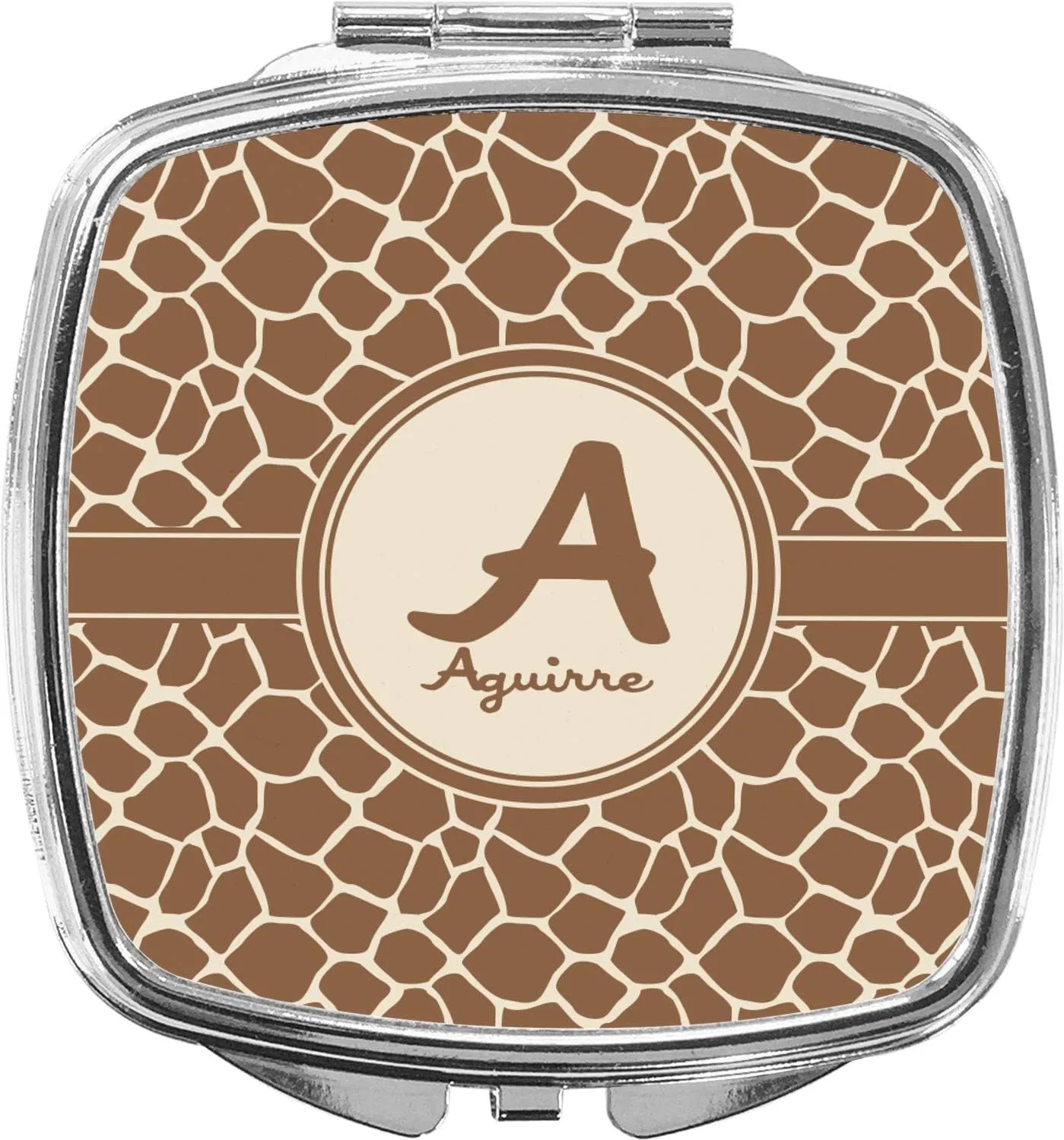 Personalized Giraffe Print Compact Makeup Mirror