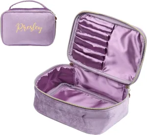 Personalized Name Makeup Bags - Monogrammed Gift for Women Girls Cosmetic Bag with Zipper Gift Ideal for Teen Girls Women Birthday Friend Mom (Light Purple)