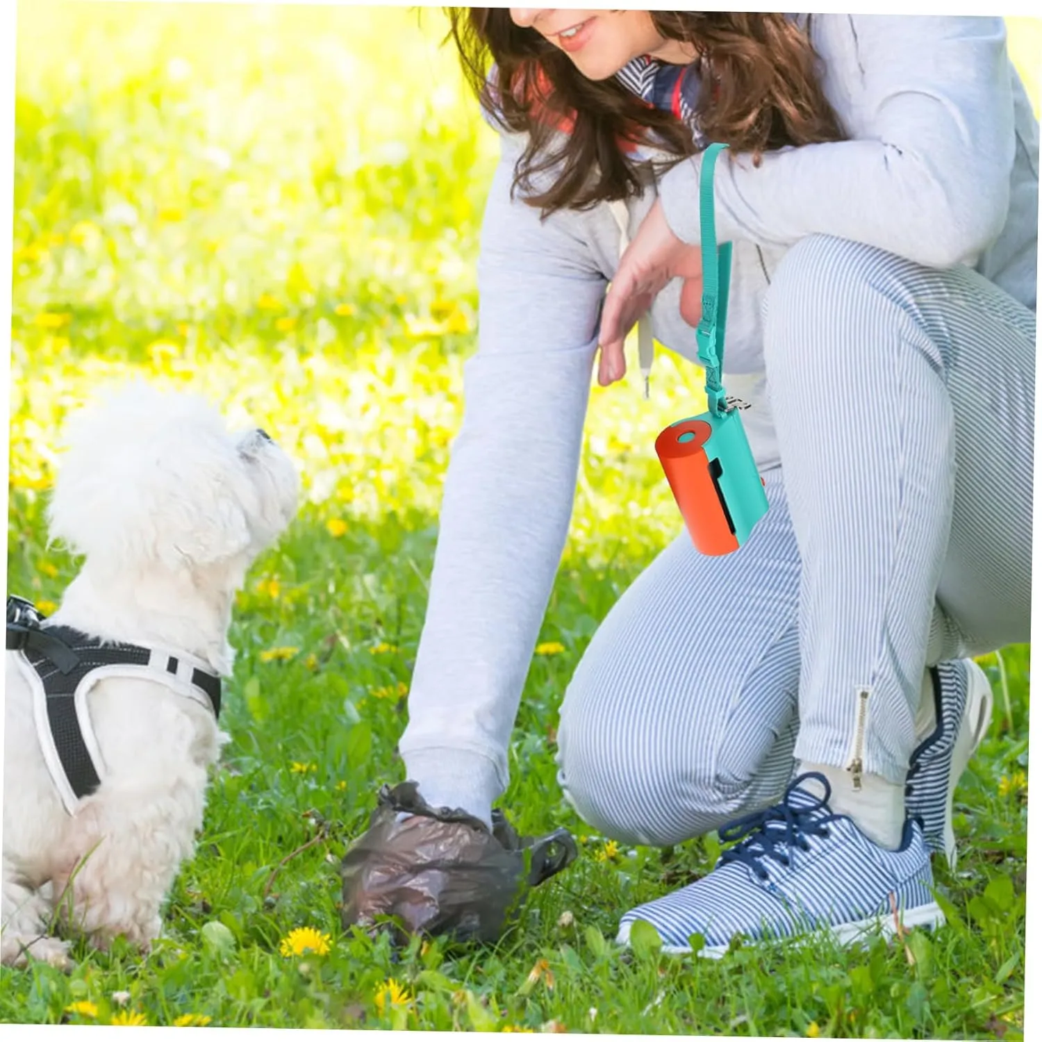 Pet Waste Bag Holder Led Dog Poop Bag Dispenser Outdoor Pet Supply Rope Nighttime Convenience