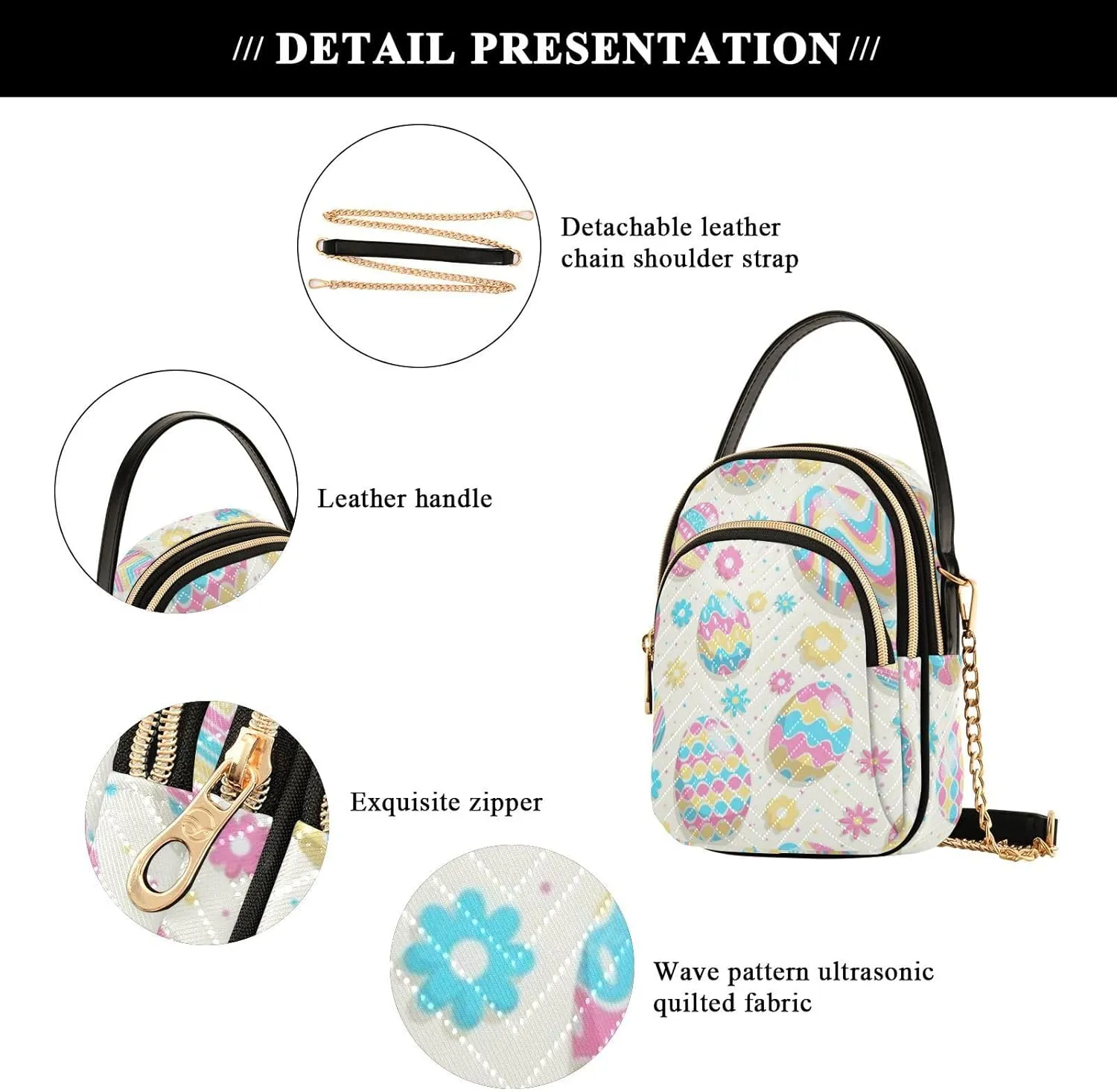 Phone Purse Women's Crossbody Handbags Quilted Small Leather Crossbody Bags Shoulder Bag for Women Girls Cherries