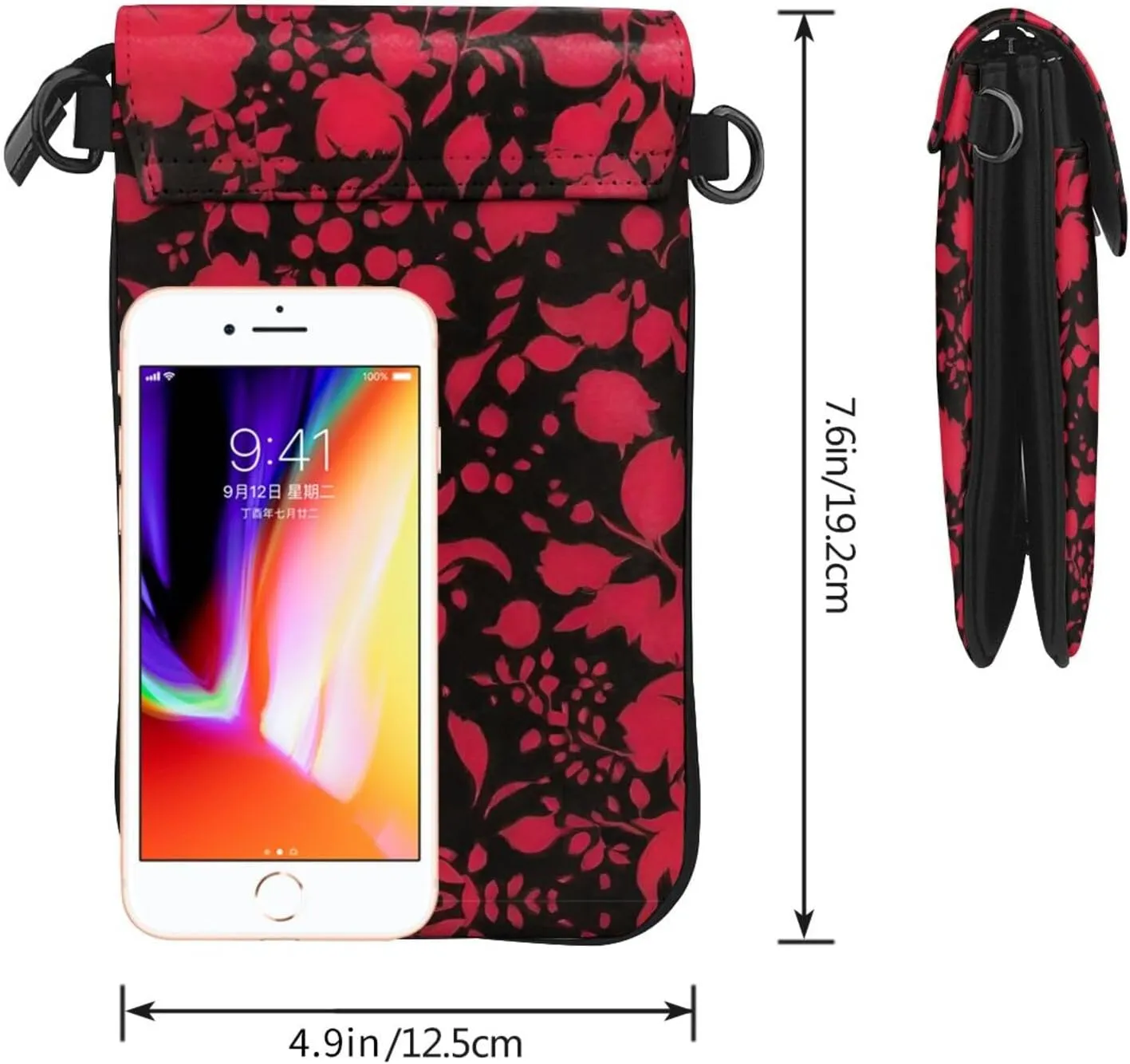 Phone Travel Multipurpose Classic Horror Blood Splatter Black Art Crossbody Bag - for 6 Inch Cell Phones with Detachable Shoulder Strap, Stash Money Carrier Wristlet Cross Body Bag