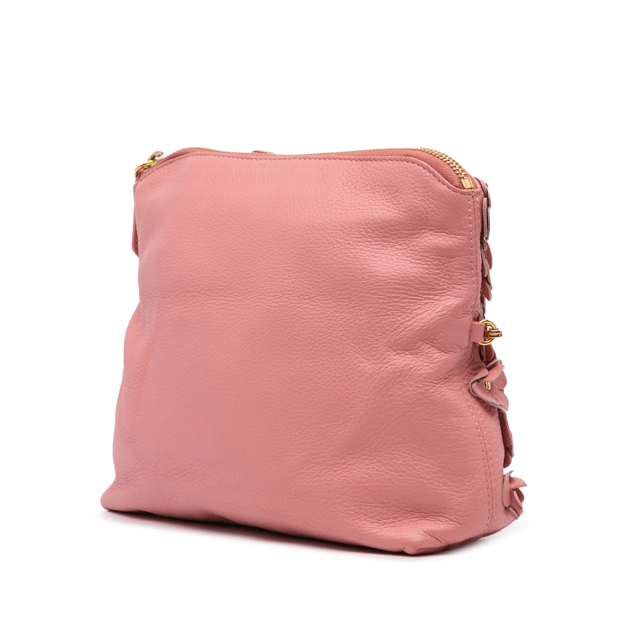 Pink Burberry Leather The Petal Fold Over Crossbody