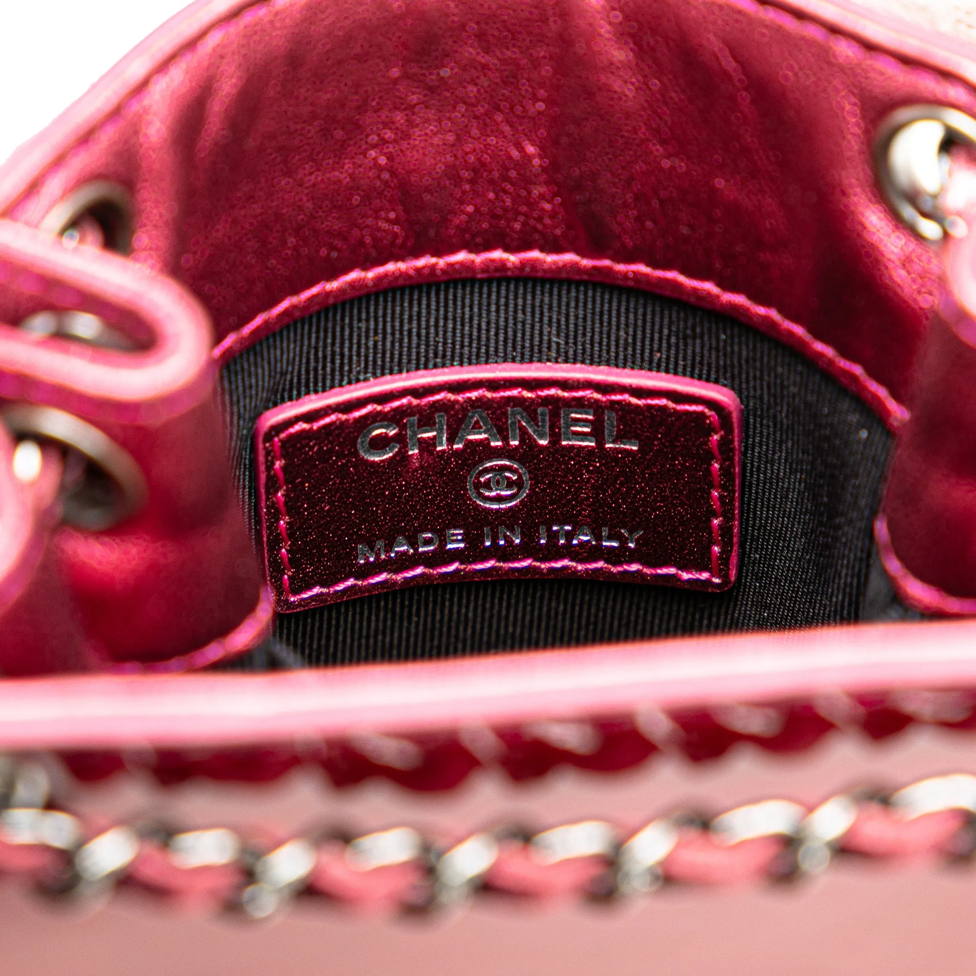 Pink Chanel CC Patent Phone Holder Crossbody