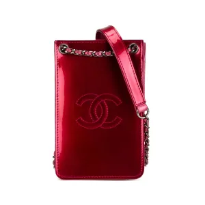 Pink Chanel CC Patent Phone Holder Crossbody