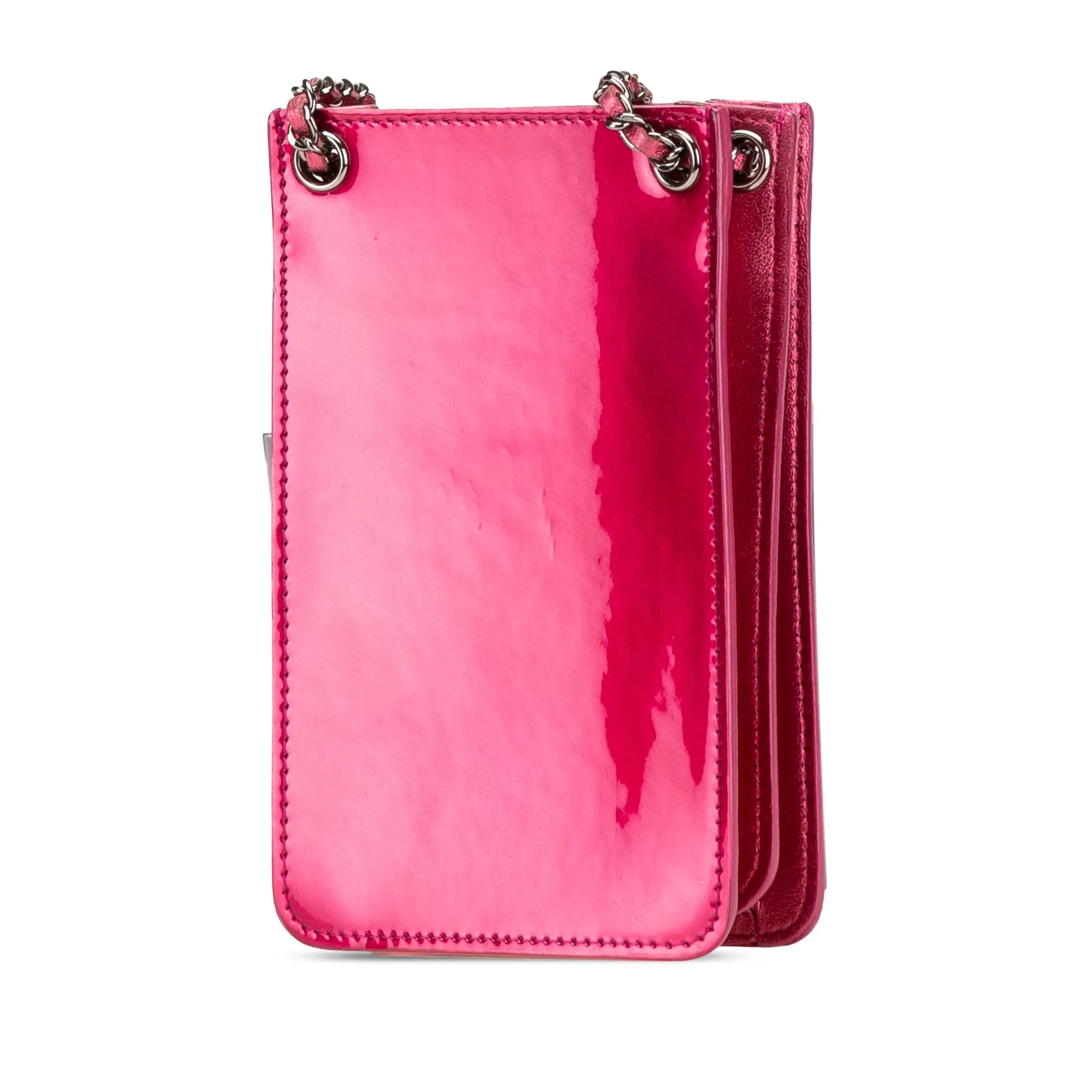 Pink Chanel CC Patent Phone Holder Crossbody