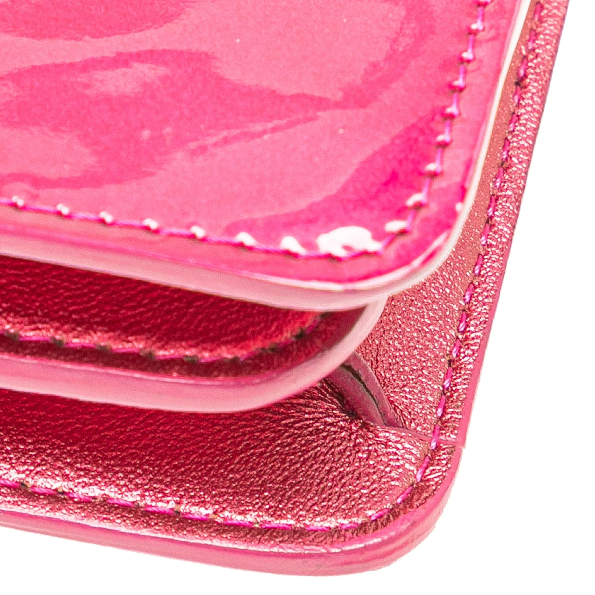 Pink Chanel CC Patent Phone Holder Crossbody