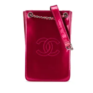 Pink Chanel CC Patent Phone Holder Crossbody