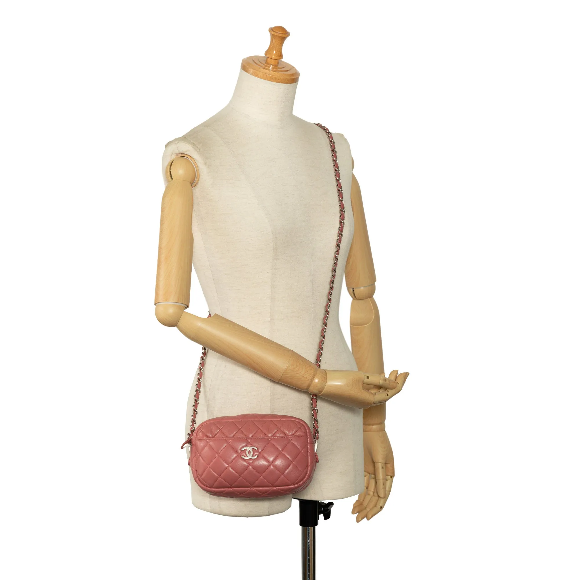 Pink Chanel Mini Lambskin Camera Case Crossbody Bag