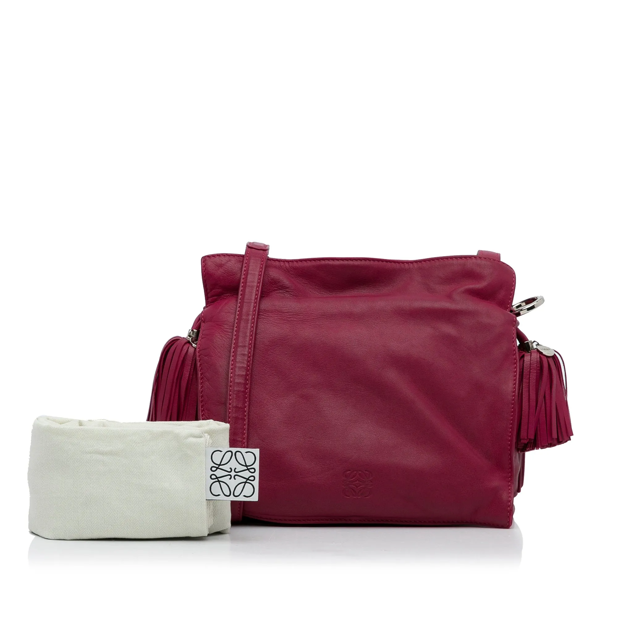 Pink LOEWE Small Leather Flamenco Crossbody Bag