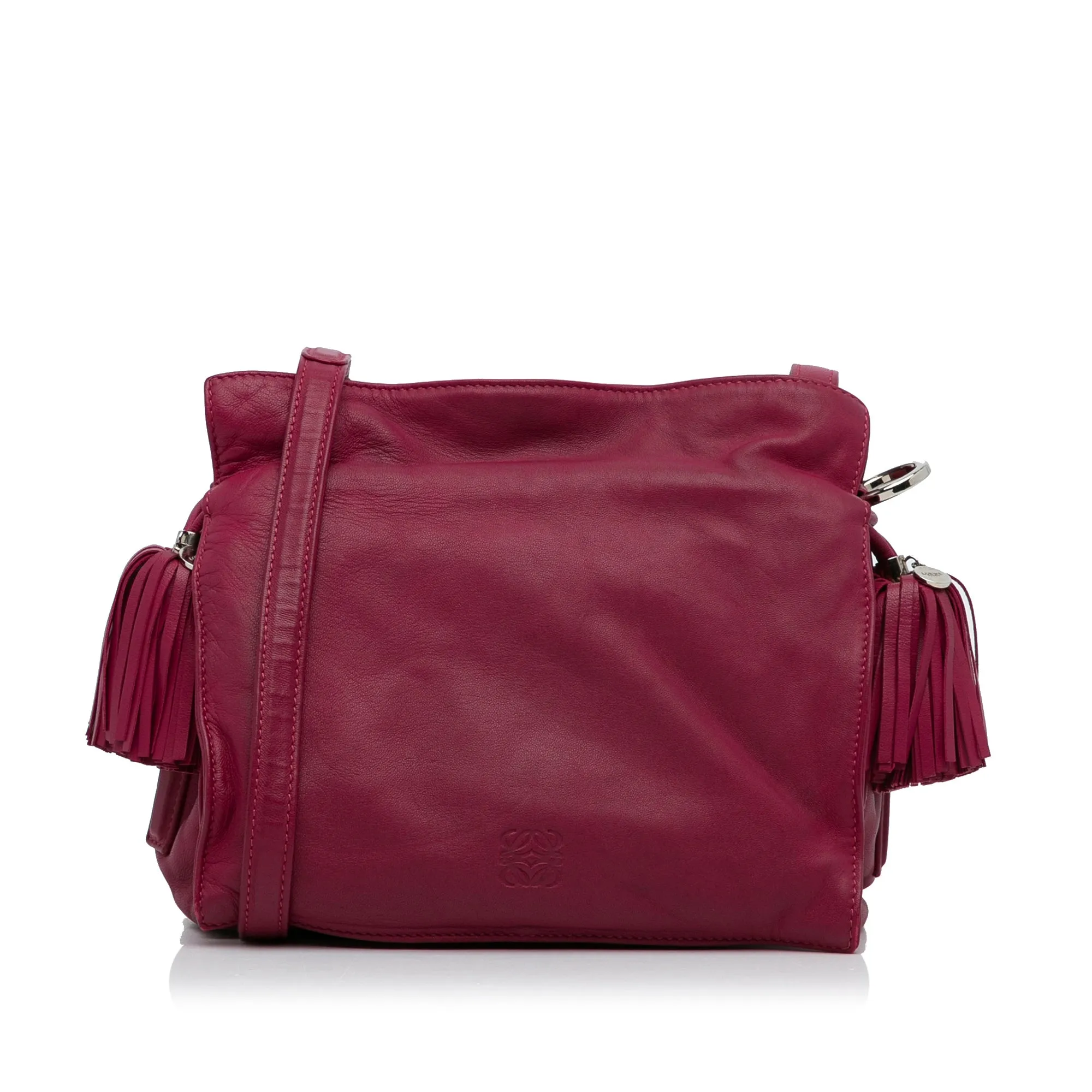 Pink LOEWE Small Leather Flamenco Crossbody Bag
