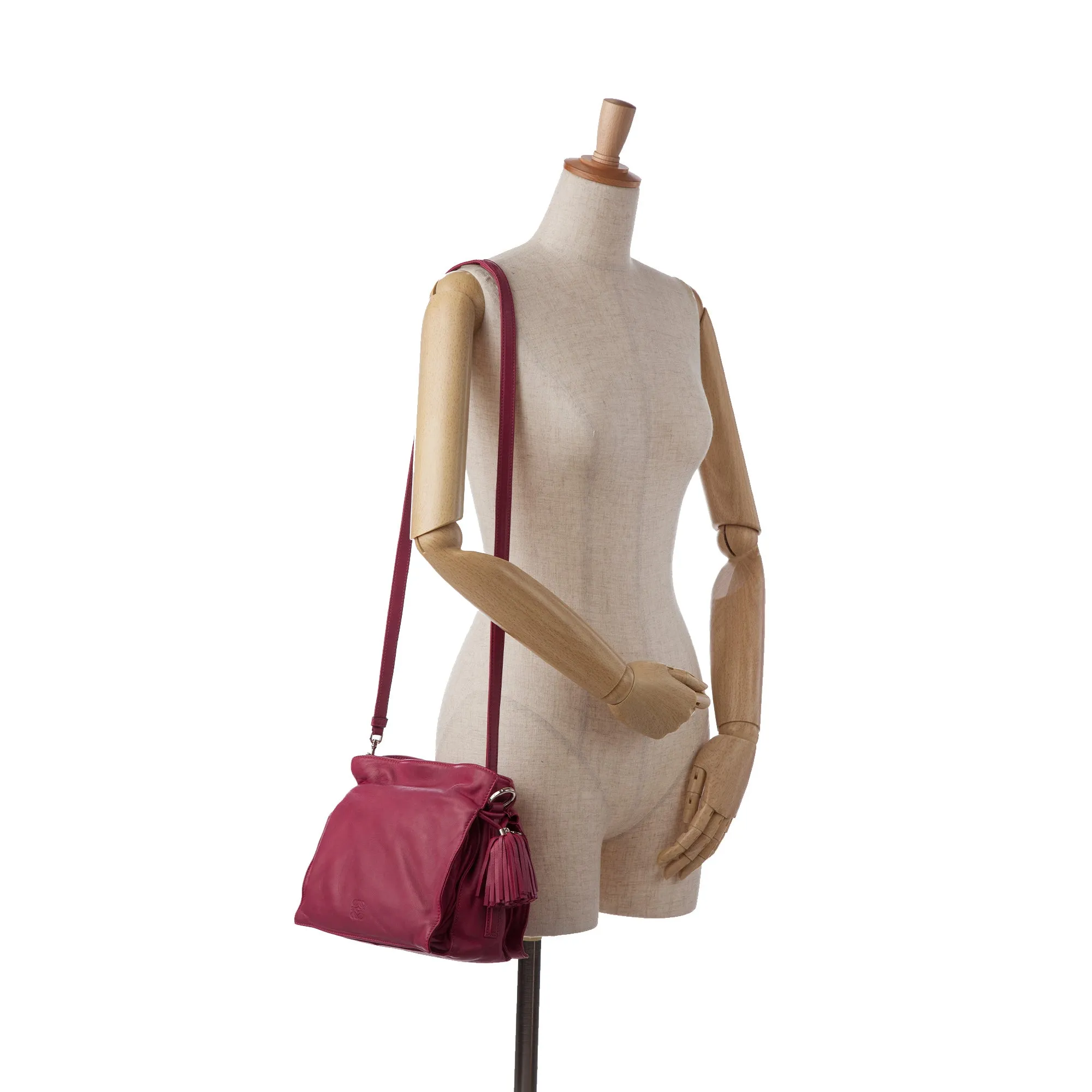 Pink LOEWE Small Leather Flamenco Crossbody Bag