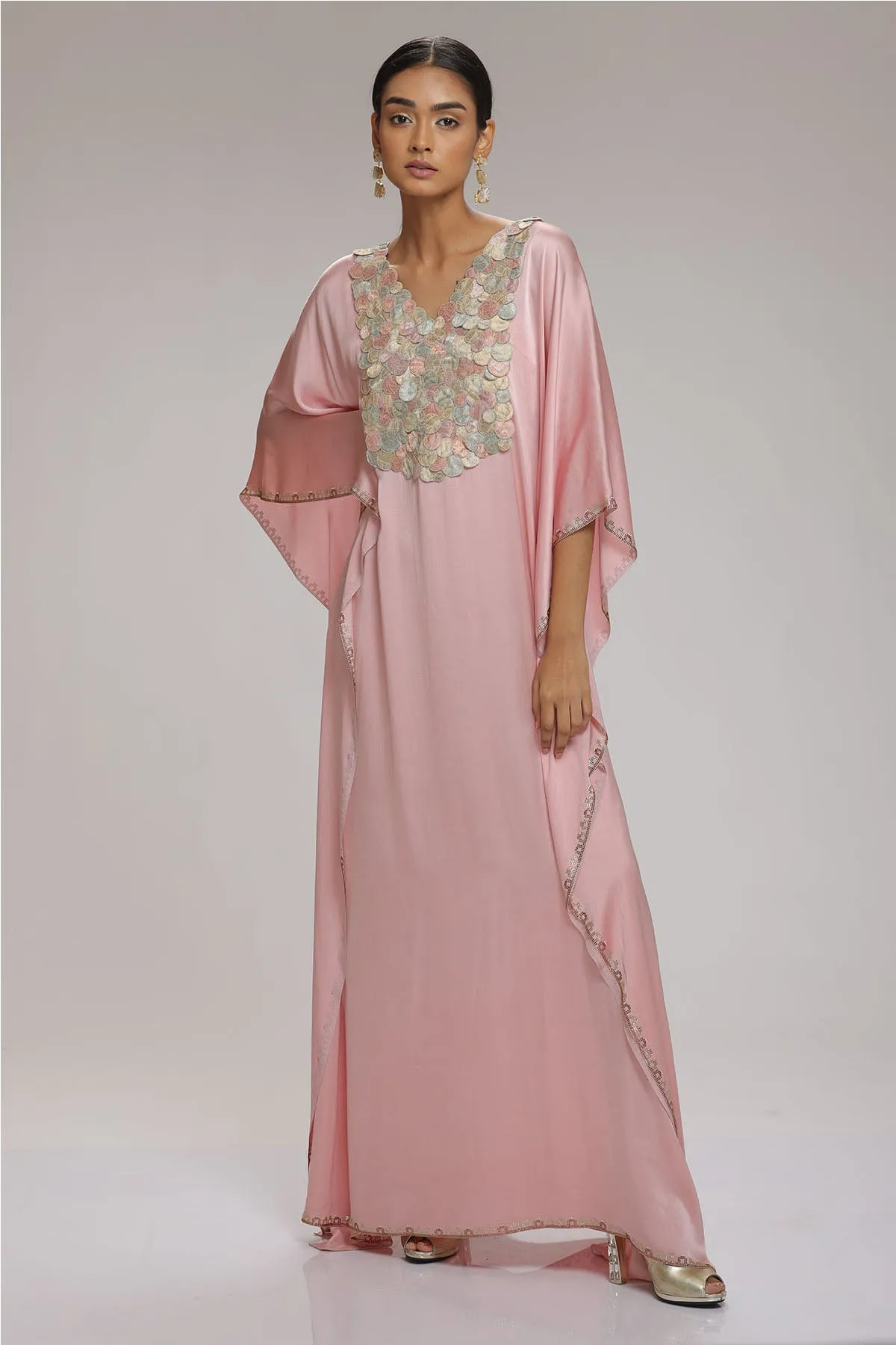 Pink Stones Embellished Kaftan