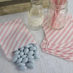 Pink Striped Paper Treat Bags