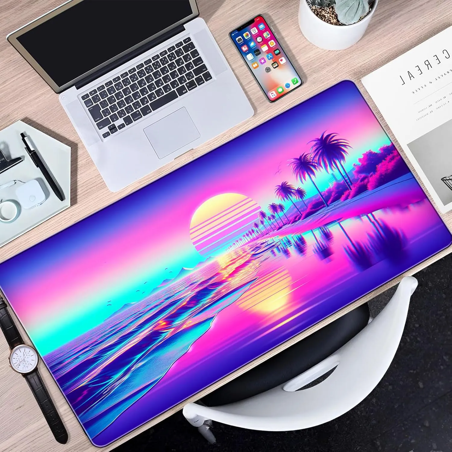 Playmat for MTG and TCG, Magic The Gathering Card Game Play Mat, Stitched Non-Slip Rubber Fantasy Desk Pad for Player, with Storage Bags, 24 x 14 inches (AKO)