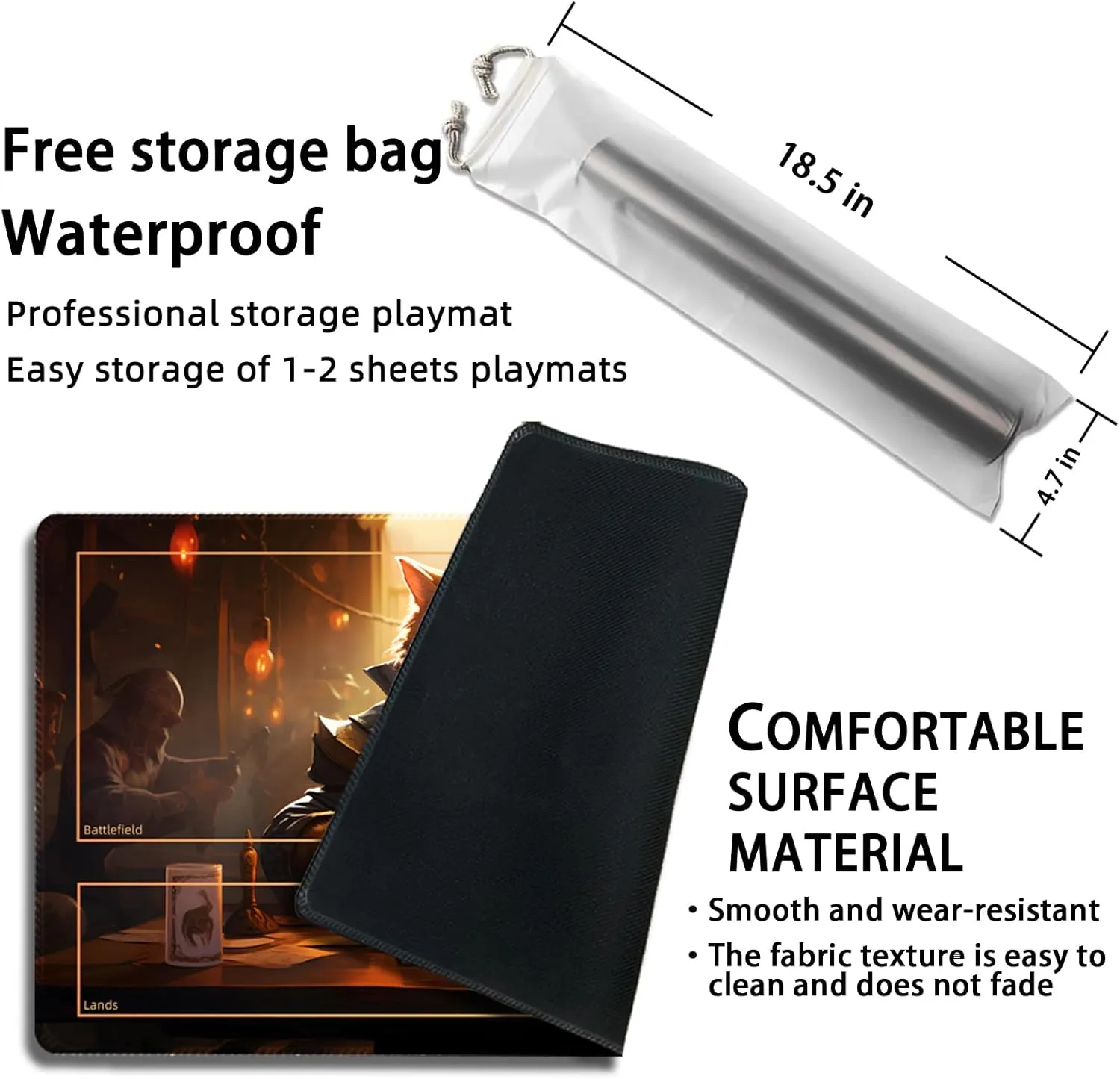 Playmat for MTG, with Free Storage Bags,Game Mat 24 x 14 inches, TCG and Board Game Mat for Cards,Mousepad Desk Mats (Auxiliary Combat)