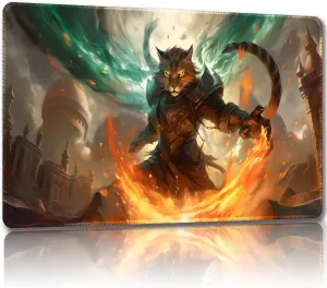 Playmat for MTG, with Free Storage Bags,Game Mat 24 x 14 inches, TCG and Board Game Mat for Cards,Mousepad Desk Mats (Battle Cat-Regular)
