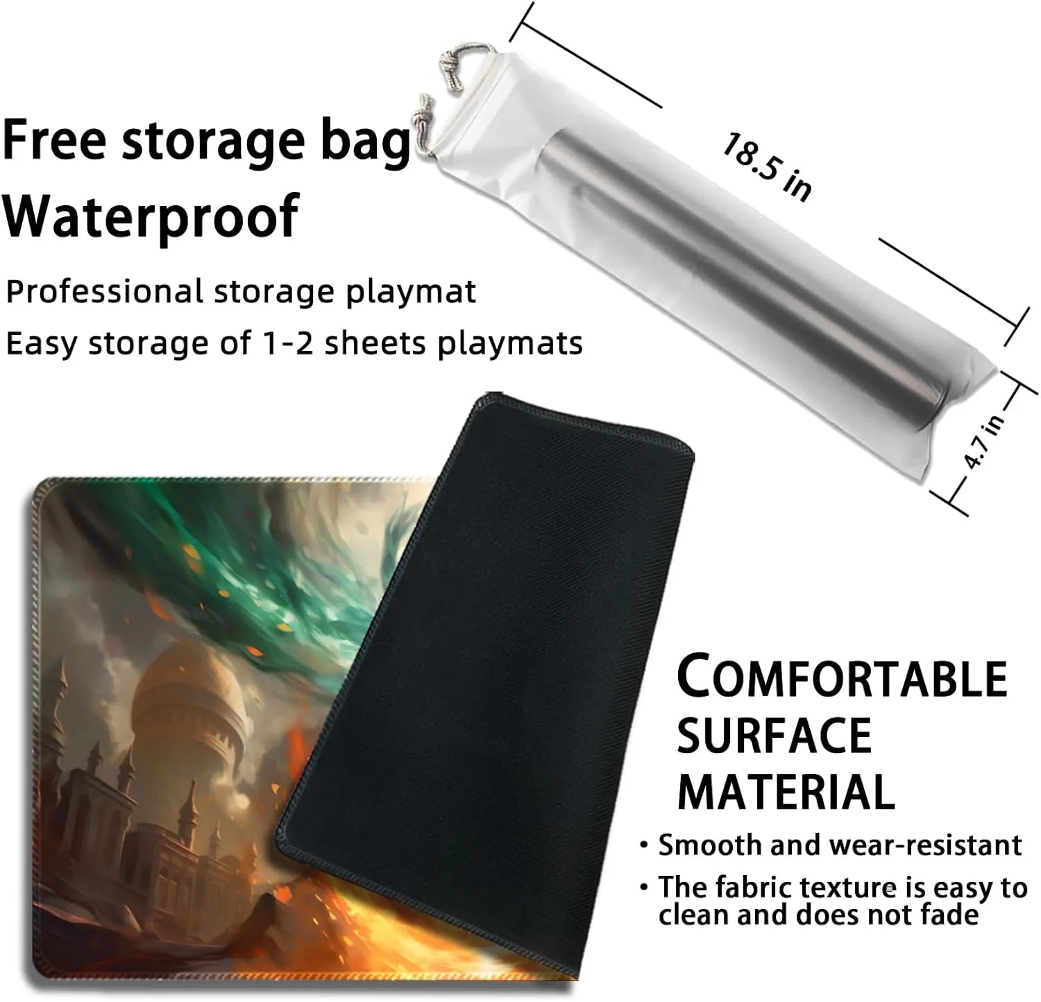 Playmat for MTG, with Free Storage Bags,Game Mat 24 x 14 inches, TCG and Board Game Mat for Cards,Mousepad Desk Mats (Battle Cat-Regular)