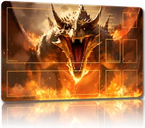 Playmat for MTG, with Free Storage Bags,Game Mat 24 x 14 inches, TCG and Board Game Mat for Cards,Mousepad Desk Mats (Dinosaur 2-Auxiliary Combat)