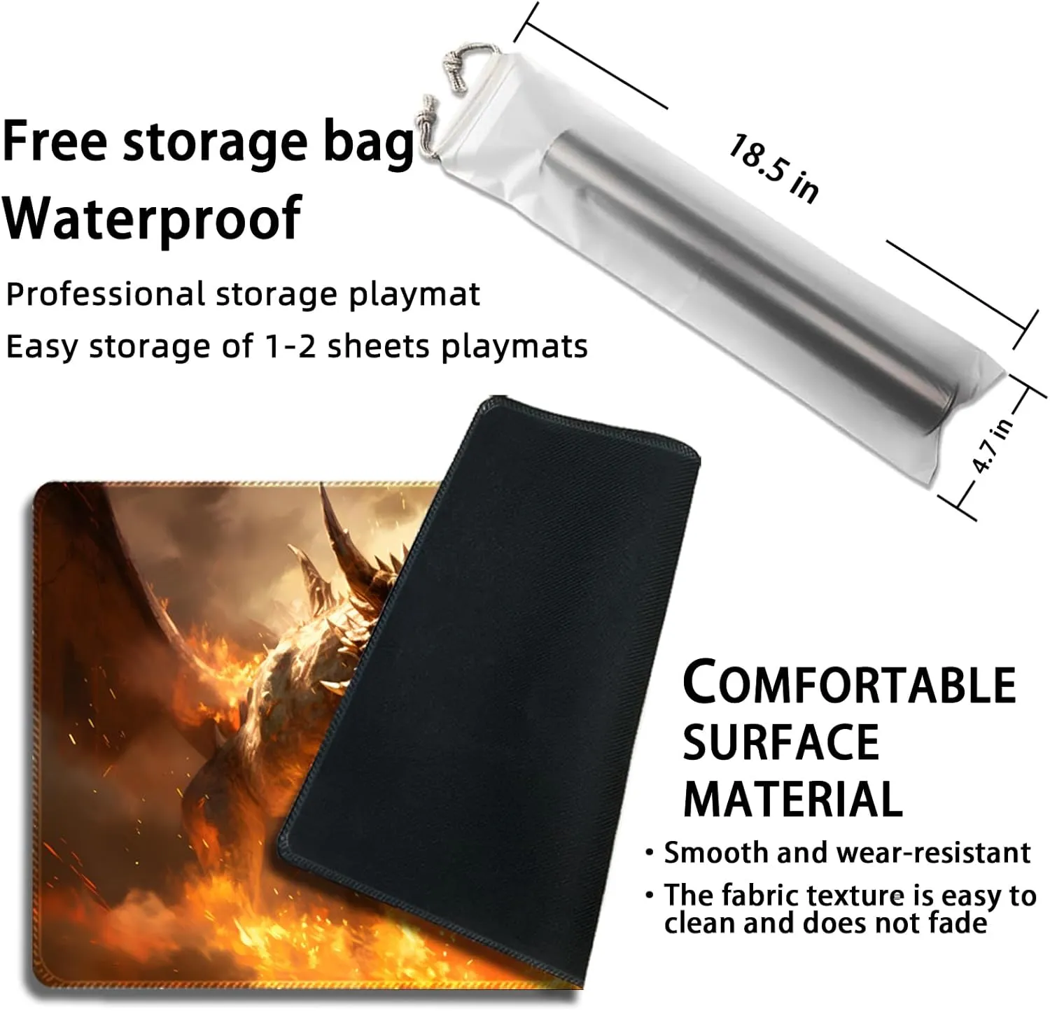 Playmat for MTG, with Free Storage Bags,Game Mat 24 x 14 inches, TCG and Board Game Mat for Cards,Mousepad Desk Mats (Dinosaur 2-Regular)