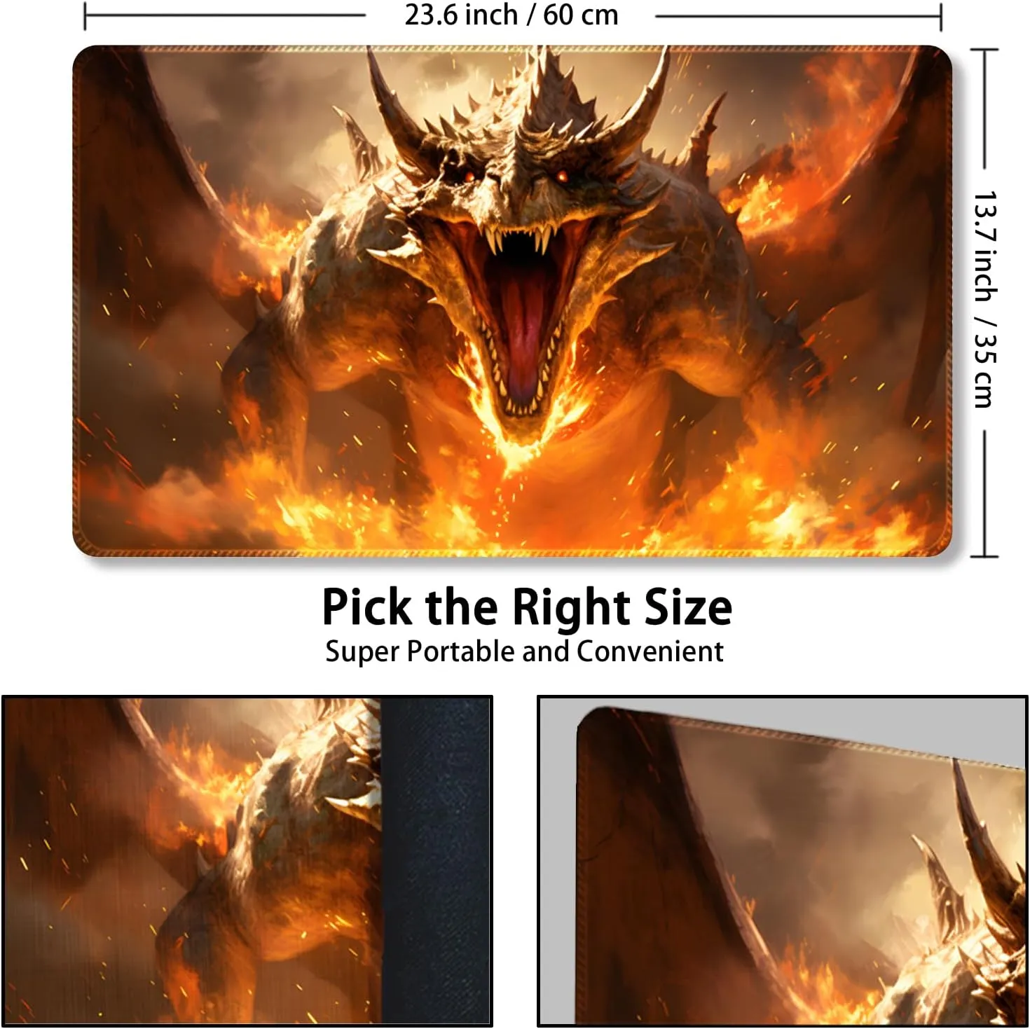 Playmat for MTG, with Free Storage Bags,Game Mat 24 x 14 inches, TCG and Board Game Mat for Cards,Mousepad Desk Mats (Dinosaur 2-Regular)