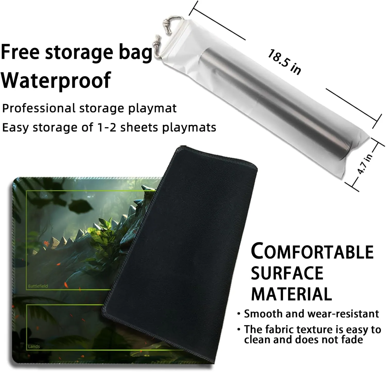 Playmat for MTG, with Free Storage Bags,Game Mat 24 x 14 inches, TCG and Board Game Mat for Cards,Mousepad Desk Mats (Dinosaur 3-Auxiliary Combat)