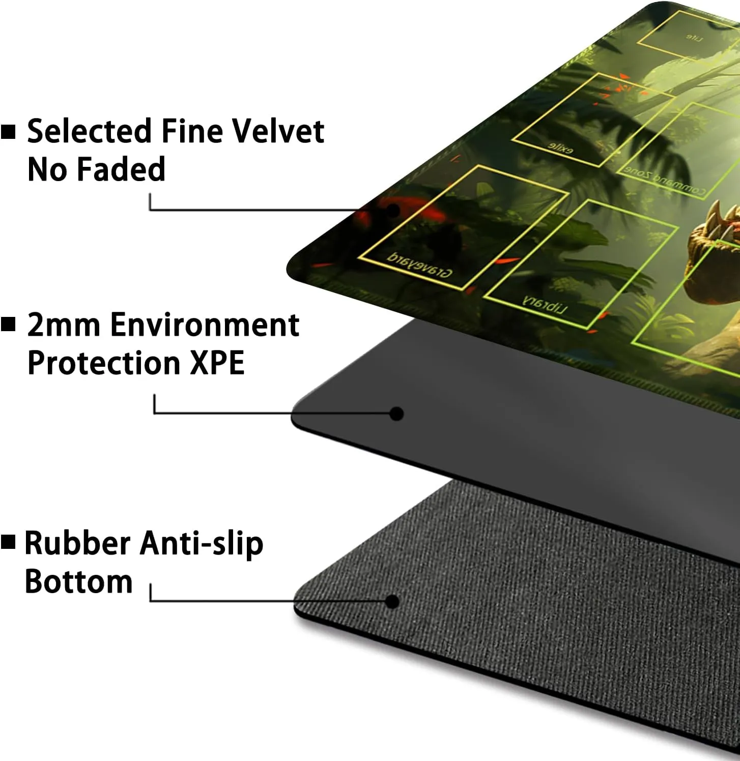 Playmat for MTG, with Free Storage Bags,Game Mat 24 x 14 inches, TCG and Board Game Mat for Cards,Mousepad Desk Mats (Dinosaur 3-Auxiliary Combat)