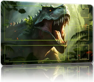 Playmat for MTG, with Free Storage Bags,Game Mat 24 x 14 inches, TCG and Board Game Mat for Cards,Mousepad Desk Mats (Dinosaur 3-Auxiliary Combat)