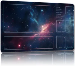 Playmat for MTG, with Free Storage Bags,Game Mat 24 x 14 inches, TCG and Board Game Mat for Cards,Mousepad Desk Mats (Magic Starry Sky 1-Auxiliary Combat)