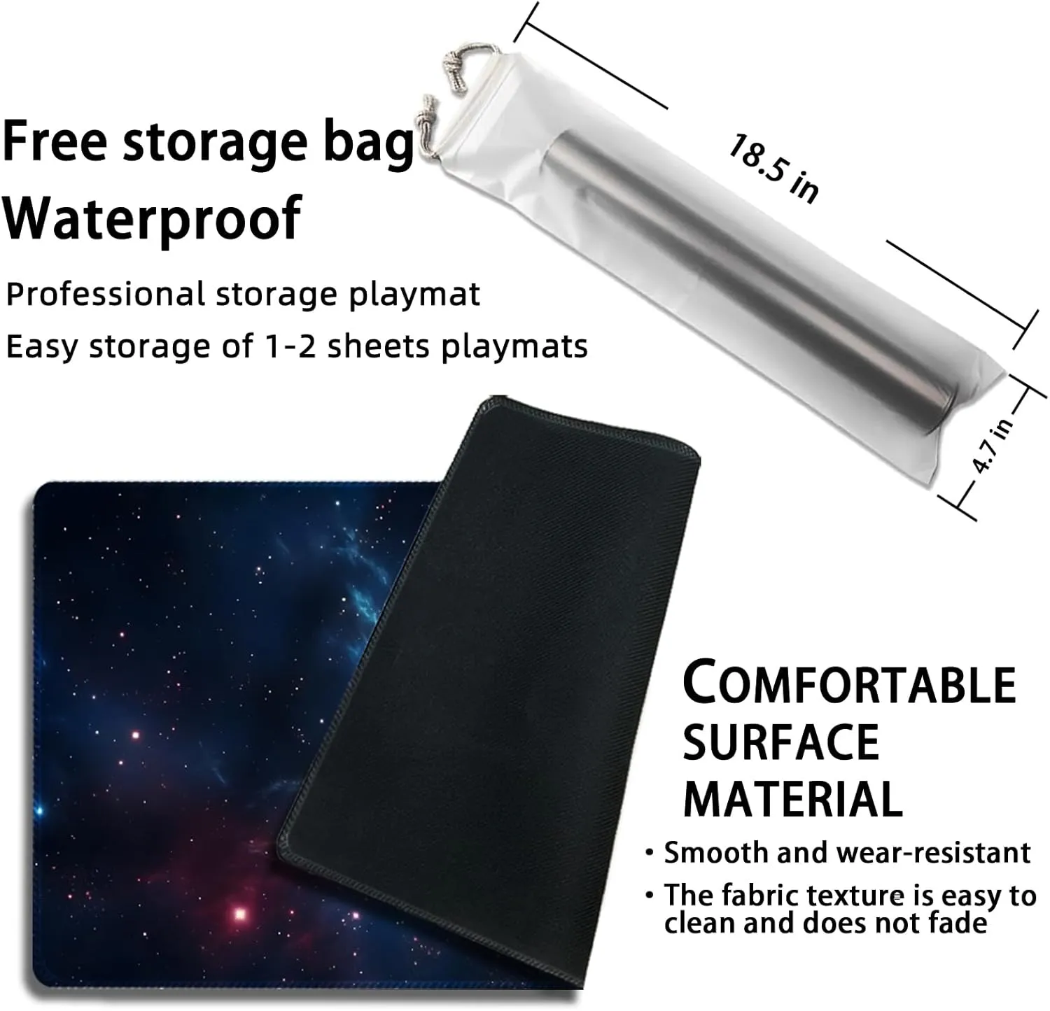 Playmat for MTG, with Free Storage Bags,Game Mat 24 x 14 inches, TCG and Board Game Mat for Cards,Mousepad Desk Mats (Magic Starry Sky 1-Regular)