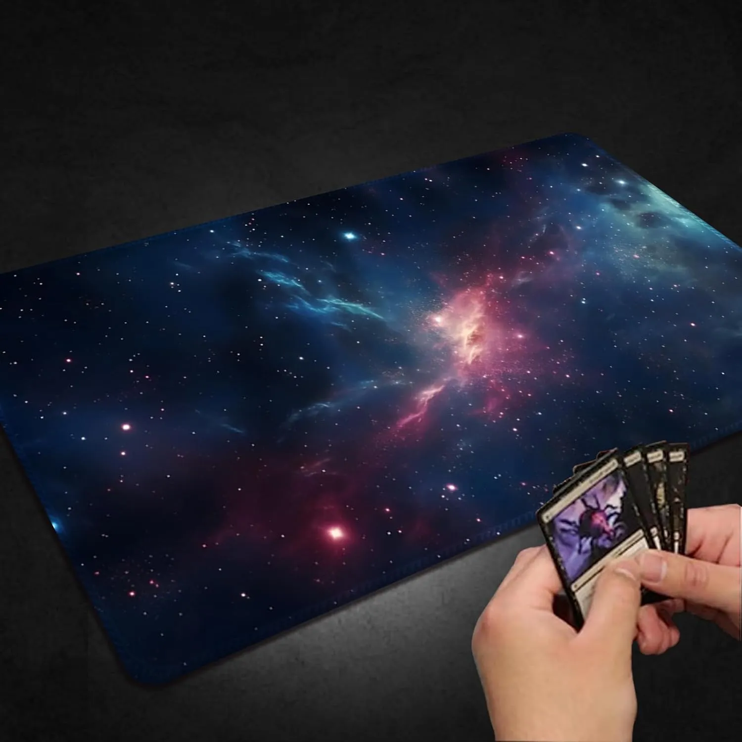 Playmat for MTG, with Free Storage Bags,Game Mat 24 x 14 inches, TCG and Board Game Mat for Cards,Mousepad Desk Mats (Magic Starry Sky 1-Regular)