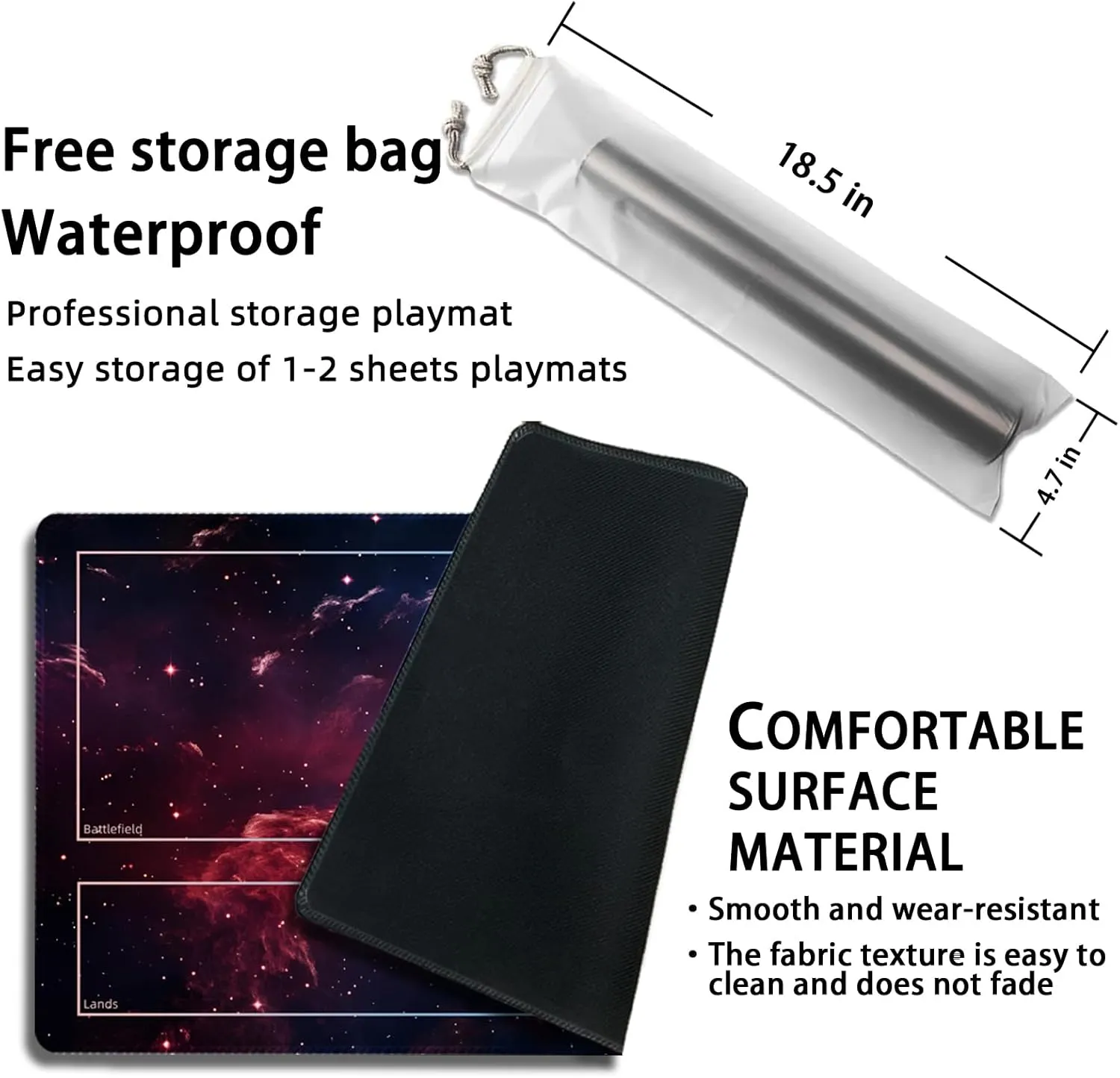 Playmat for MTG, with Free Storage Bags,Game Mat 24 x 14 inches, TCG and Board Game Mat for Cards,Mousepad Desk Mats (Magic Starry Sky-Auxiliary Combat)