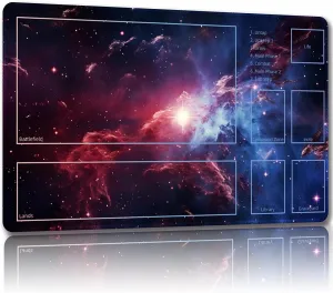 Playmat for MTG, with Free Storage Bags,Game Mat 24 x 14 inches, TCG and Board Game Mat for Cards,Mousepad Desk Mats (Magic Starry Sky-Auxiliary Combat)