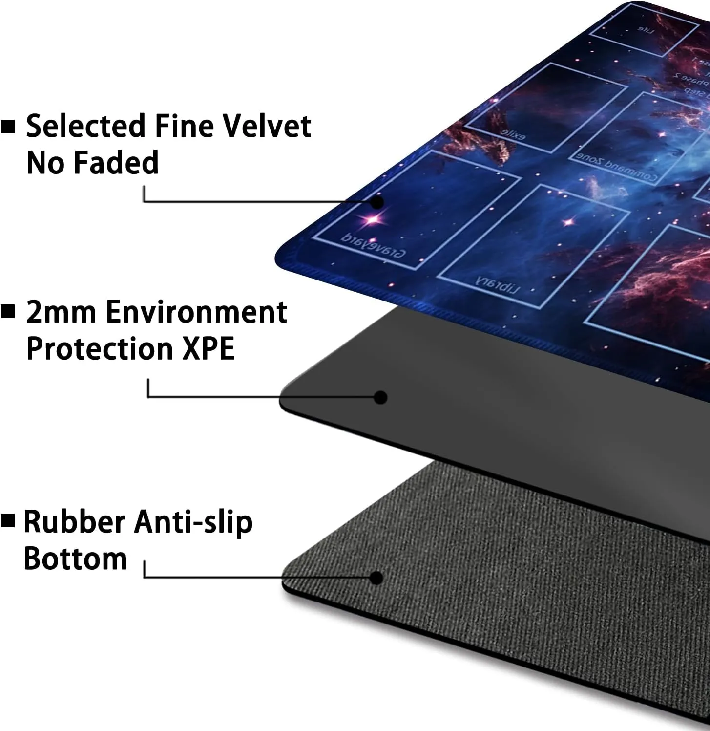 Playmat for MTG, with Free Storage Bags,Game Mat 24 x 14 inches, TCG and Board Game Mat for Cards,Mousepad Desk Mats (Magic Starry Sky-Auxiliary Combat)