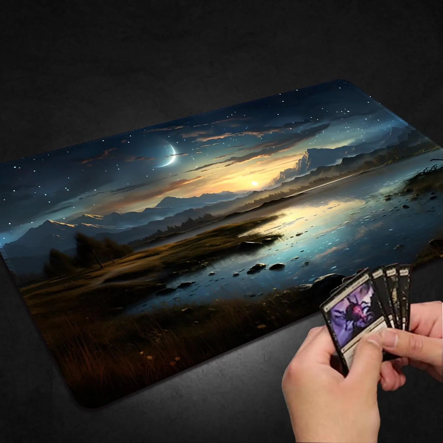 Playmat for MTG, with Free Storage Bags,Game Mat 24 x 14 inches, TCG and Board Game Mat for Cards,Mousepad Desk Mats (Mountain 2-Regular)