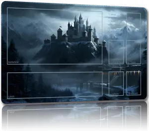 Playmat for MTG, with Free Storage Bags,Game Mat 24 x 14 inches, TCG and Board Game Mat for Cards,Mousepad Desk Mats (Old castle-1-Auxiliary Combat)