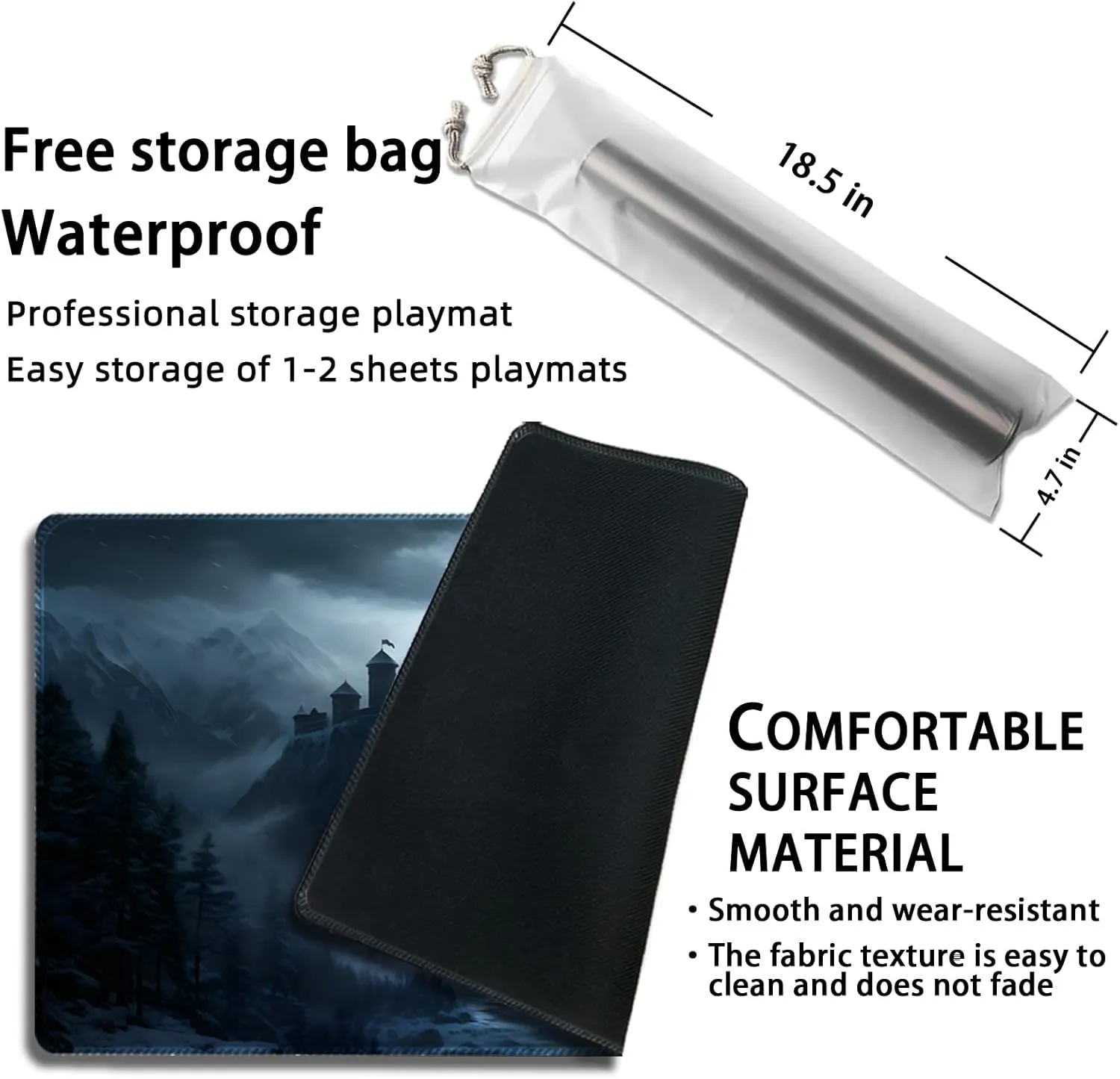 Playmat for MTG, with Free Storage Bags,Game Mat 24 x 14 inches, TCG and Board Game Mat for Cards,Mousepad Desk Mats (Old castle-1-Auxiliary Combat)