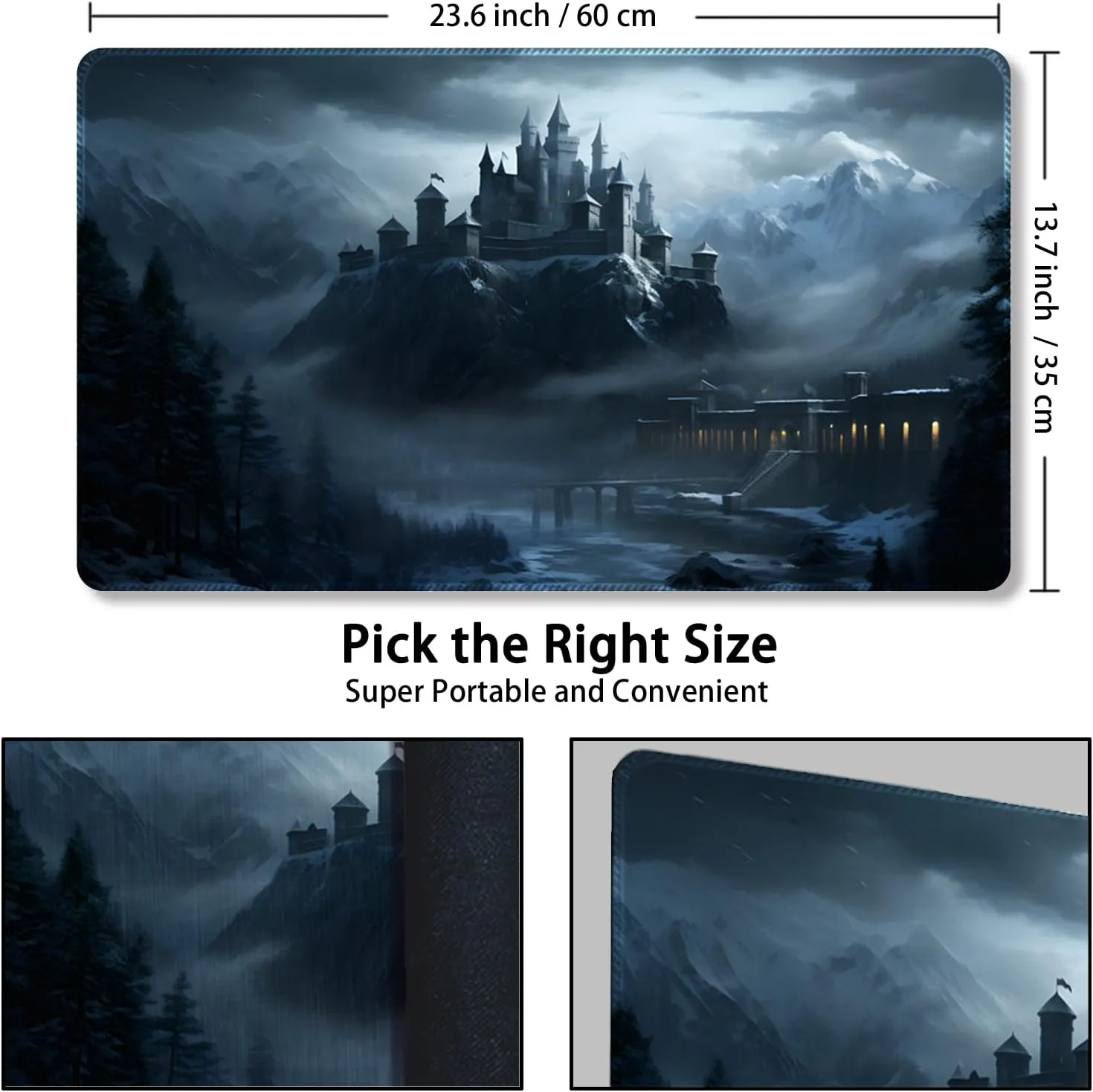 Playmat for MTG, with Free Storage Bags,Game Mat 24 x 14 inches, TCG and Board Game Mat for Cards,Mousepad Desk Mats (Old castle-1-Auxiliary Combat)
