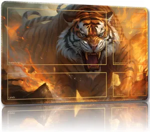 Playmat for MTG, with Free Storage Bags,Game Mat 24 x 14 inches, TCG and Board Game Mat for Cards,Mousepad Desk Mats (Tiger 4-Auxiliary Combat)