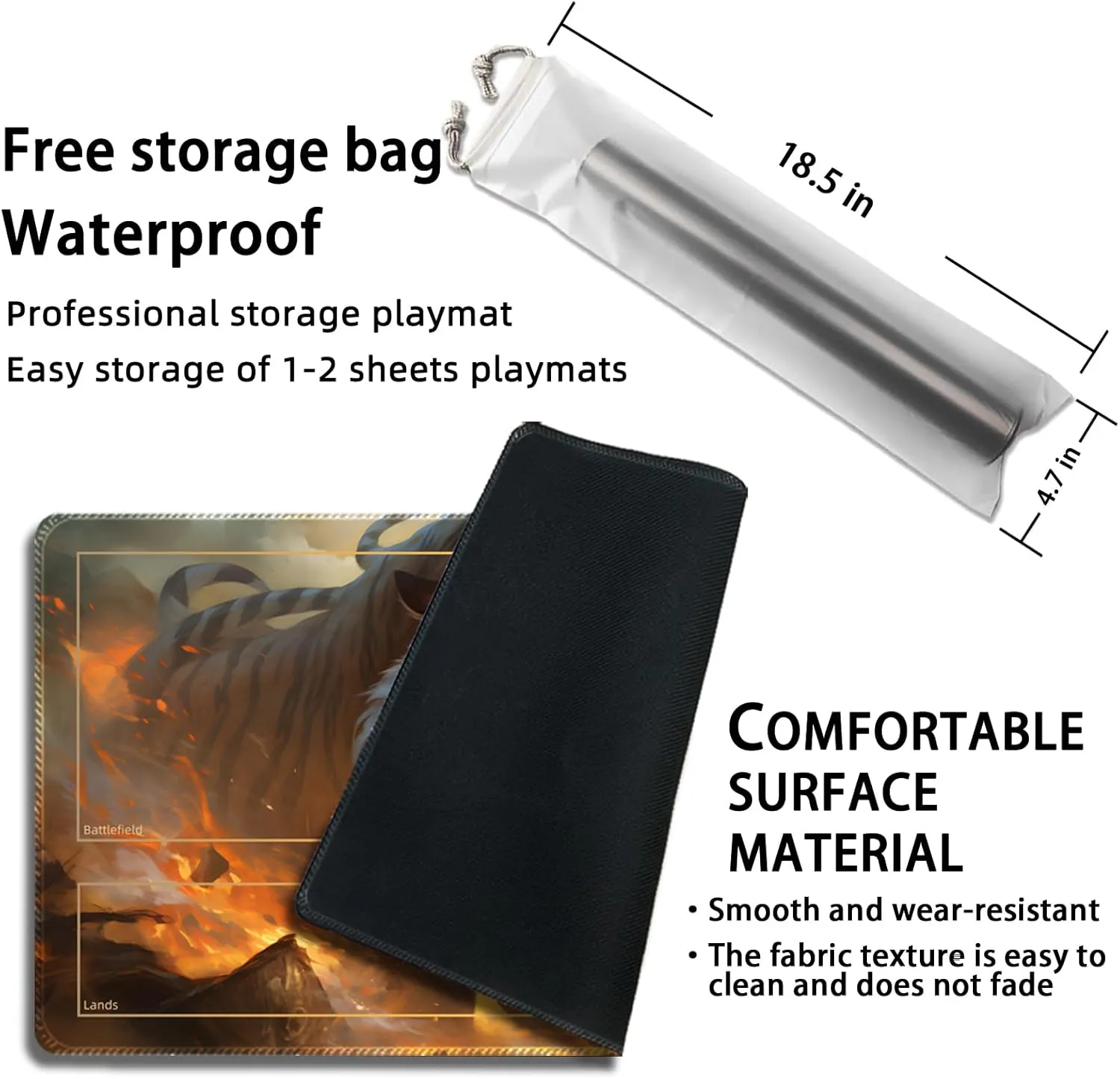 Playmat for MTG, with Free Storage Bags,Game Mat 24 x 14 inches, TCG and Board Game Mat for Cards,Mousepad Desk Mats (Tiger 4-Auxiliary Combat)